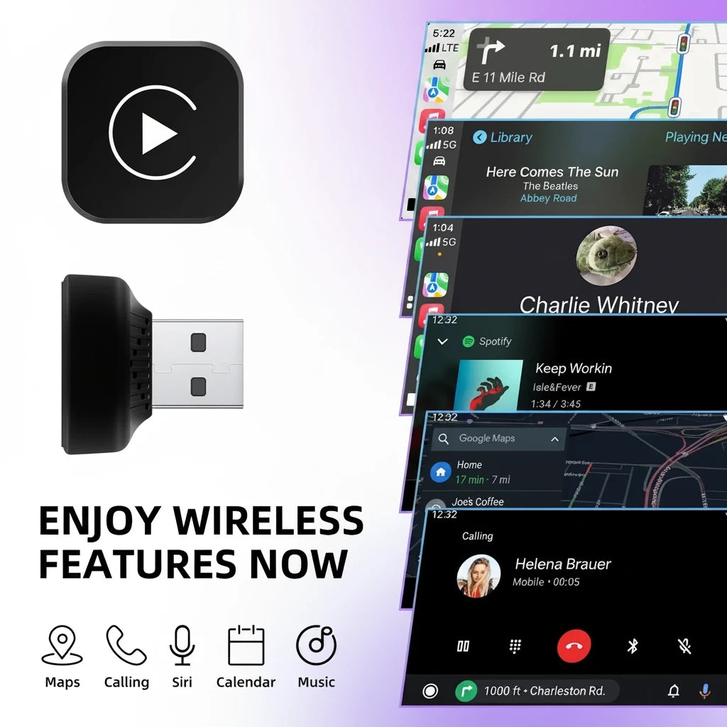Wired to Wireless CarPlay & Android Auto Dongle, Adapter Stable Sync, 2026 model