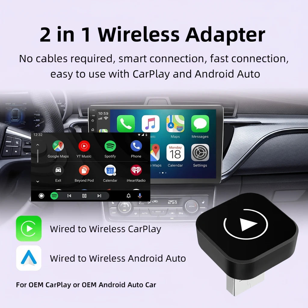 Wired to Wireless CarPlay & Android Auto Dongle, Adapter Stable Sync, 2026 model
